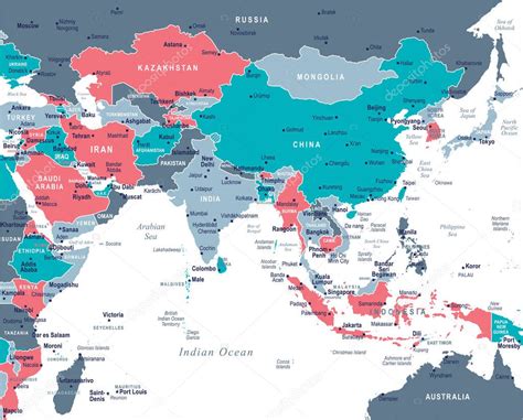 Mapa del sur de Asia - Ilustración vectorial 2023