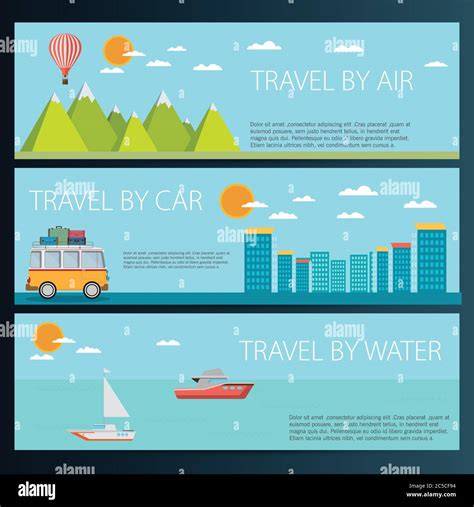 Set Of Horizontal Travel Banners In Flat Style Stock Vector Image And Art