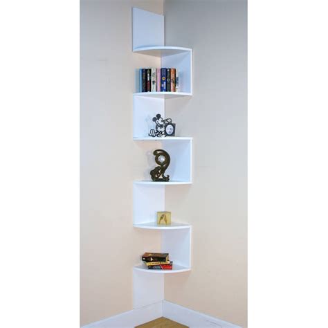 Premier 6 Shelf Corner Bookcase White White Corner Bookcase Corner Shelf Ikea Corner Shelving