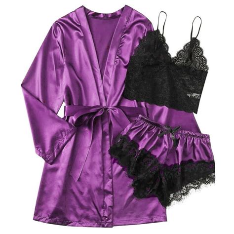 Satin Silk Pajamas Women Nightdress Lingerie Robes Underwear Sleepwear Sexy Plus Size Lingerie