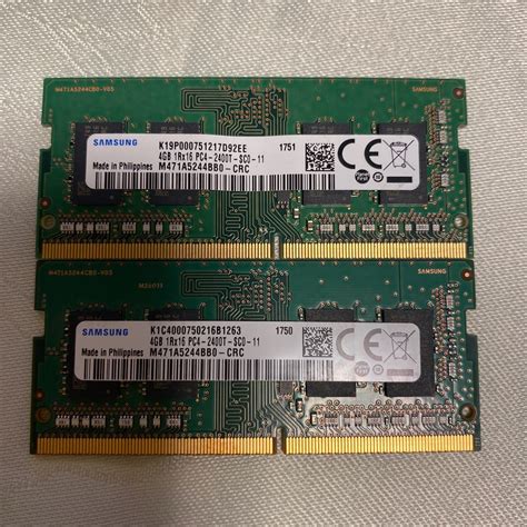 Yahooオークション Samsung Ddr4 19200 1rx16 Pc4 2400t 4gbx2枚セ