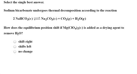 Solved Select The Single Best Answer Sodium Bicarbonate