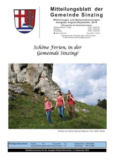 Mitteilungsblatt Der Gemeinde Sinzing