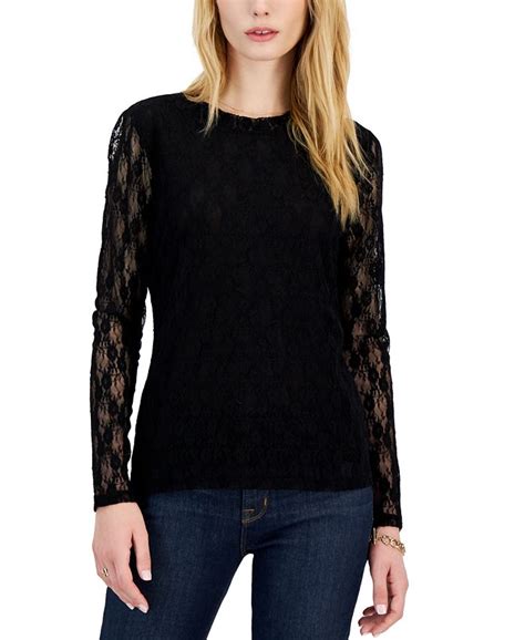 Inc International Concepts Lace Long Sleeve Top Created For Macys