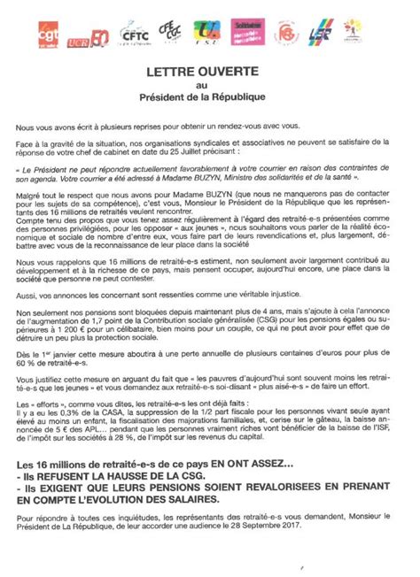 Lettre Ouverte Au Pr Sident De La R Publique Cftc Cdc