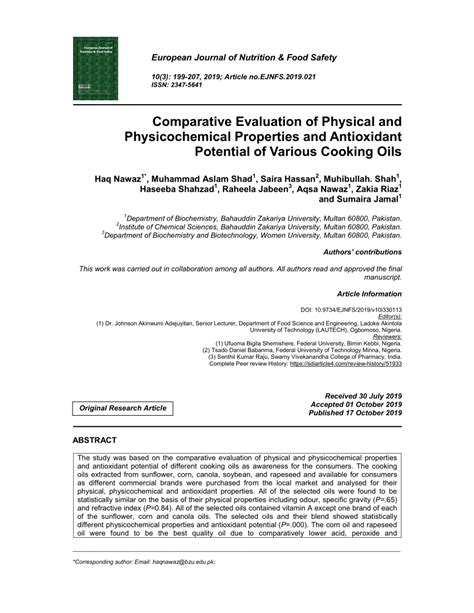 PDF Comparative Evaluation Of Physical And Physicochemical Properties