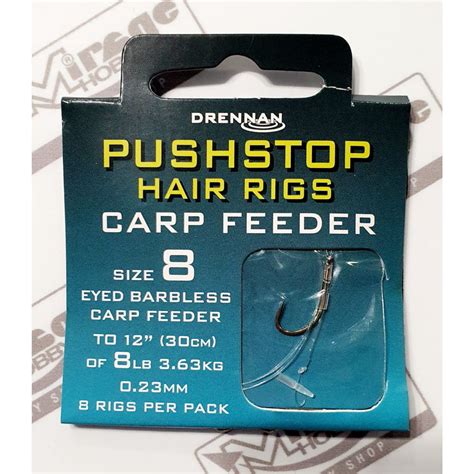 Drennan Push Stop Hair Rigs Barbless Carp Feeder Hook Soft Pellets And