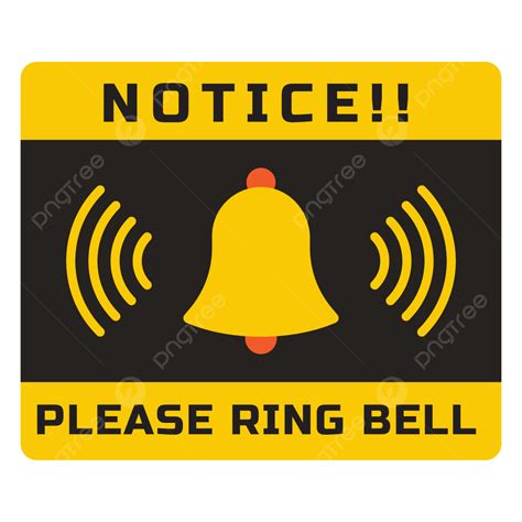 Please Ring The Bell Sign Vector Bell Sign Ring Bell Notice PNG And