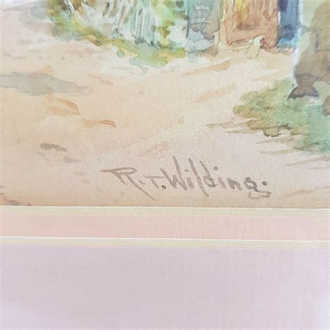 Robert Thornton Wilding Antique Watercolour Village Scene Signed