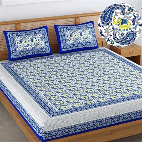 Bedzone Cotton Rajasthani Jaipuri Traditional Floral King Size