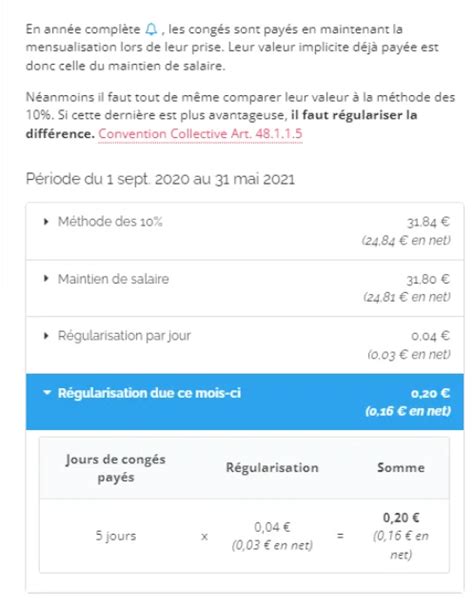 Comment est calculée la régularisation de congés payés en année