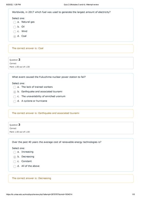 Quiz 2 Modules 3 And 4 Attempt Review Question 2 Correct Mark 1 Out Of 1 Question 3 Correct