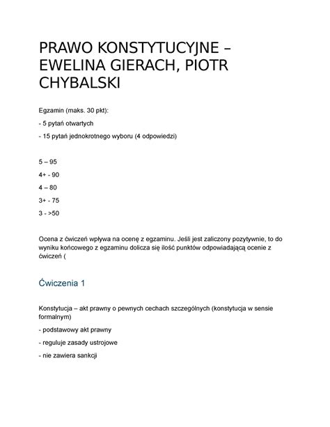 Prawo Konstytucyjne Notatki z pierwszego wykładu i ćwiczeń