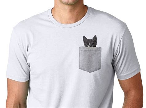 Peeking Cat Pocket T Shirt Pocket Tshirt Peeking Cat T Shirt