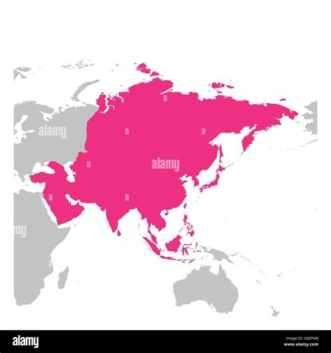 Asia Continente Rosa Marcado En Silueta Gris Del Mapa Del Mundo Ilustración Simple De Vector