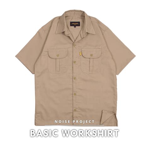 Jual SIXTEEN Workshirt Polos Kemeja Pria Workshirt Polos Noise