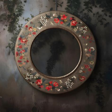 Premium Vector Circular Frame With Flowers On The Wall