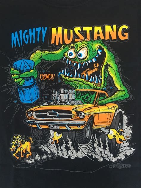 Mighty Mustang T Shirt Black Ed Roths Rat Fink