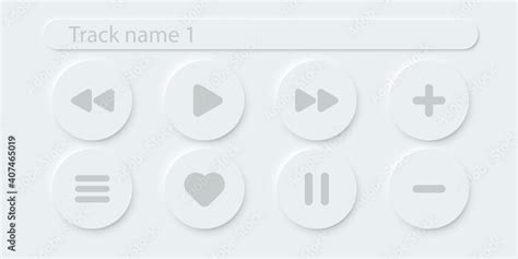 Online Music Player Vector Buttons D Modern Design Ui Play Stop