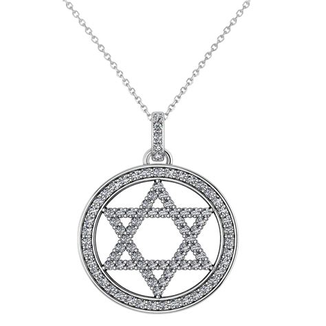 Diamond Jewish Star David Pendant Necklace K White Gold Ct Ad