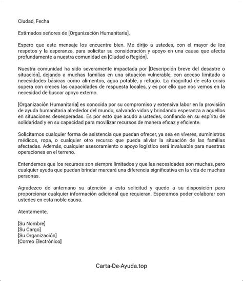 Modelo De Carta Para Solicitar Ayuda Humanitaria