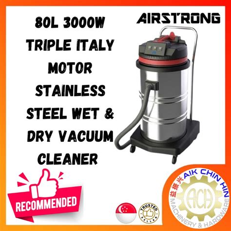 Airstrong 80L 3000W Triple Italy Motor Stainless Steel Wet Dry Vacuum