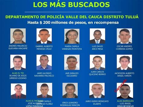 Estos son los más buscados por la Policía en Tuluá Valle del Cauca