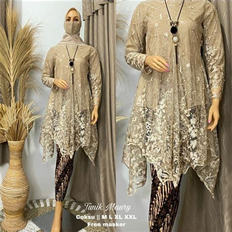 Raya 2024 Tille Friendly Pearl Tulle Kebaya Suit Favorite Kebaya