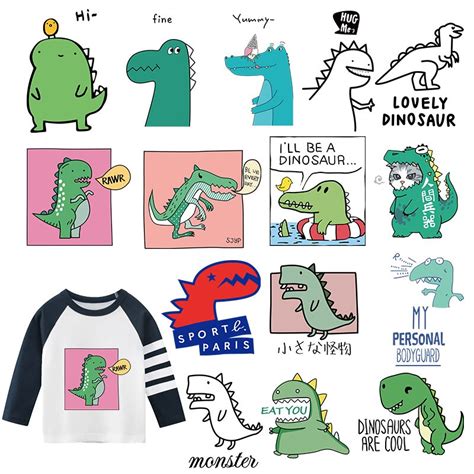 Ferro de dinossauro bonito em transferências adesivos para roupas