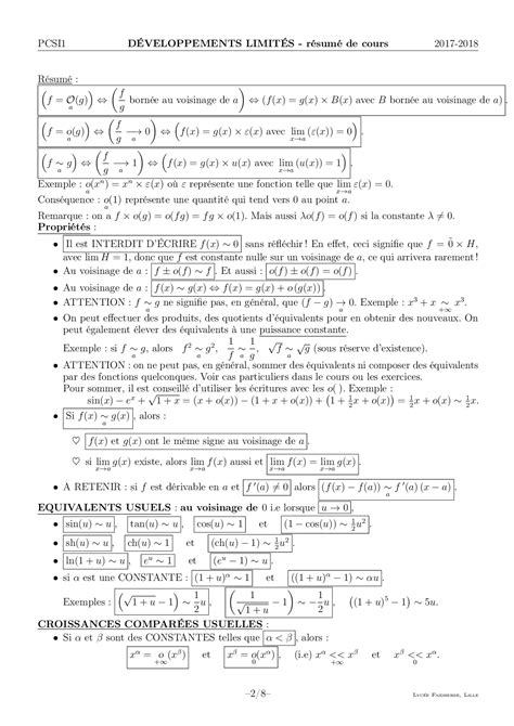 Comparaisons De Fonctions D Veloppements Limit S Cours Alloschool