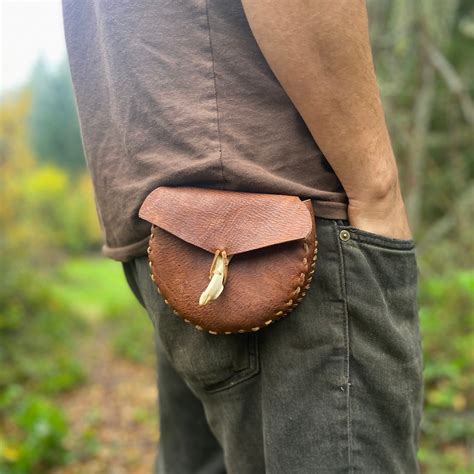 Deer Leather Belt Pouch Hip Pouch Vulture Bone Clasp Etsy