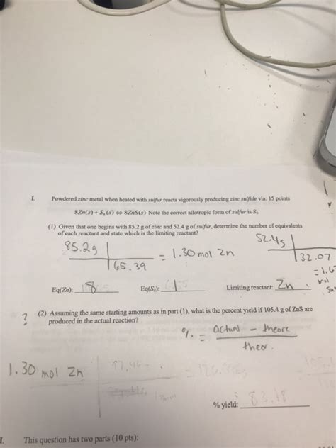 Solved I Powdered Zine Metal When Heated With Sulfur Reacts