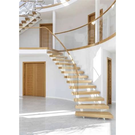 Cbmmart Modern Design Stairs Curved Wooden Treads Stair Stable