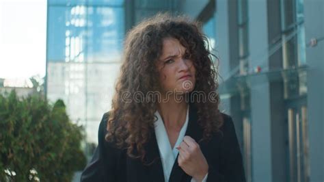 Angry Dissatisfied Mad Business Woman Caucasian Girl Anxious Frustrated