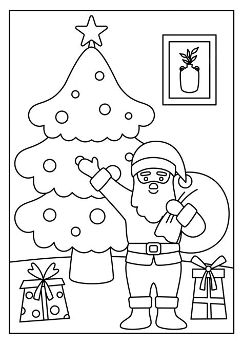 Desenho De Natal Para Colorir Ilustração Para Imprimir Vetor Premium