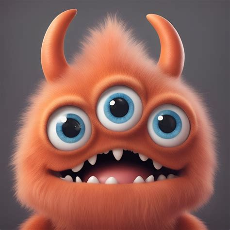 Premium Photo Funny Cartoon Monster With Big Eyes 3d Rendering