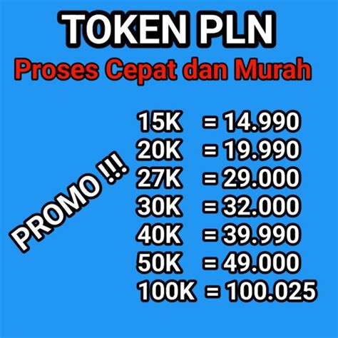 Jual Token Listrik Murah Dan Proses Cepat 10 20 30 40 50 60 70 100