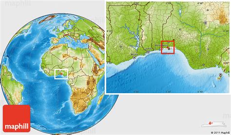 Physical Location Map of Ikeja, highlighted parent region