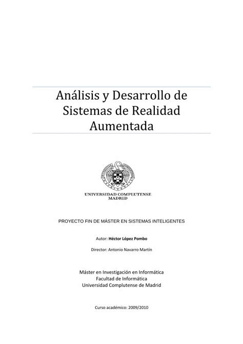 Pdf Anlisis Y Desarrollo De Sistemas De Realidad Aumentada Dokumen Tips