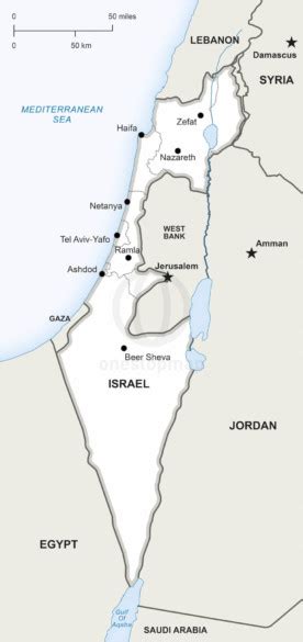 Free Vector Map Of Israel Outline One Stop Map