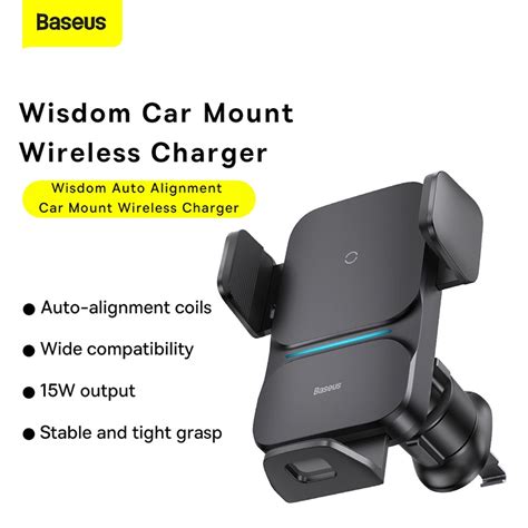 Baseus Wisdom Auto Alignment Car Mount Wireless Charger Qi 15w Air