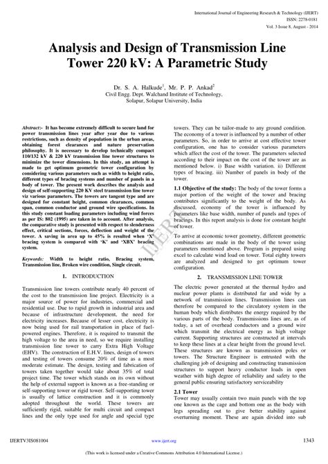 PDF Analysis And Design Of Transmission Line Tower 220 KV A