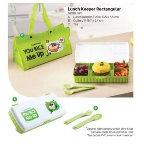 Jual Tupperware Lunch Keeper Rectangular Rice Green Lunch Set Wadah