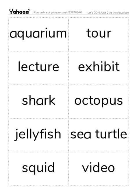 Free Worksheet On Let S Go Unit At The Aquarium Yahaaa