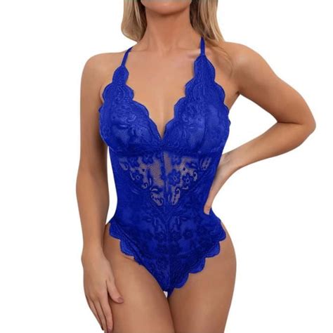 Lingerie Sexy Femme Body et Combinaison Dos Nu en Dentelle Décolleté en