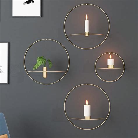 Buy Wall Mounted Nordic Style 3d Geometric Candlestick Tealight Metal Candle Holder Wedding Home