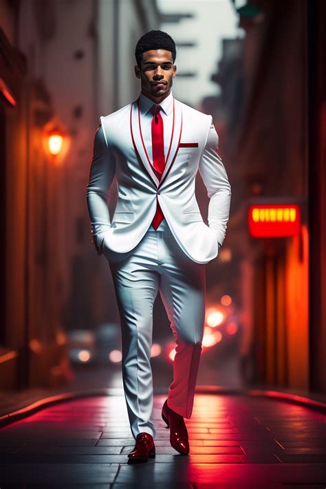 Lexica Beautiful Mulatto Brazilian Man Wearing White Suit And Red Tie