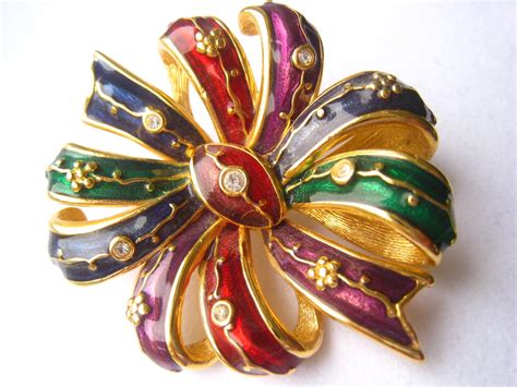 JOAN RIVERS Bow Brooch Multicolor Red Green Blue Purple Etsy Canada