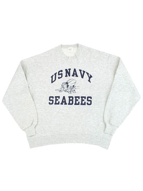 90 s Velva Sheen US NAVY SEABEES 3段プリント スウェット 表記 L USA製 NEW ITEM