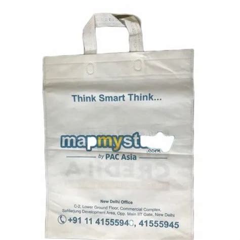 White Printed Loop Handle Non Woven Bag Capacity 7 Kg Size Dimension